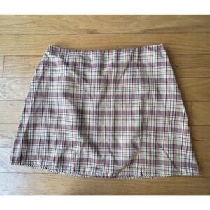 COLLUSION Women's Large/8 Pink/Brown/Yellow Mini Skirt